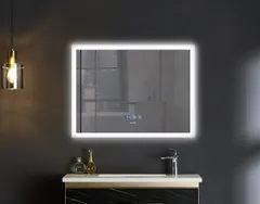 Дзеркало Mixxus FLAT MR04-100x80 з Led Touch, Anti-fog, димером, регулятором яскравості, годинником (MI6927)