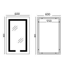 Дзеркало Mixxus HARD MR06-60x80-CASE з Led Touch, Anti-fog, димером, регулятором яскравості, годинником (MI7157)