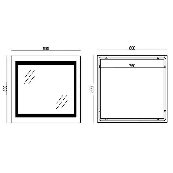Дзеркало Mixxus WARM MR02-80x80 з Led Touch, Anti-fog, димером, регулятором яскравості, годинником (MI6934)