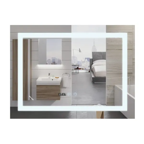 Дзеркало Mixxus WARM MR02-100x60 з Led Touch, Anti-fog, димером, регулятором яскравості, годинником (MI6003)