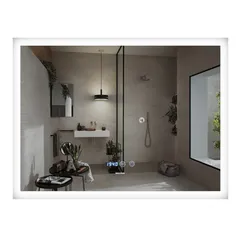 Дзеркало Mixxus FLAT MR04-100x80 з Led Touch, Anti-fog, димером, регулятором яскравості, годинником (MI6927)