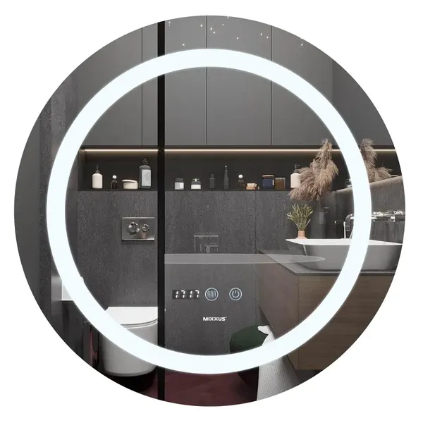 Дзеркало Mixxus PLAIN MC02-80 з Led Touch, Anti-fog, димером, регулятором яскравості, годинником (MI6931)
