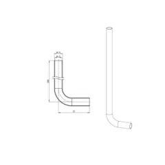 Трубка Г-подібна для приєднання радіатора Koer KA.D16-500 - 16(2.2mm) x 15-500mm (KR4904)