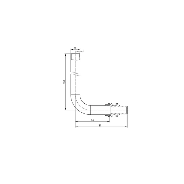 Трубка Г-подібна для приєднання радіатора Koer KA.D16-250 - 16(2.2mm) x 15-250mm (KR4902)
