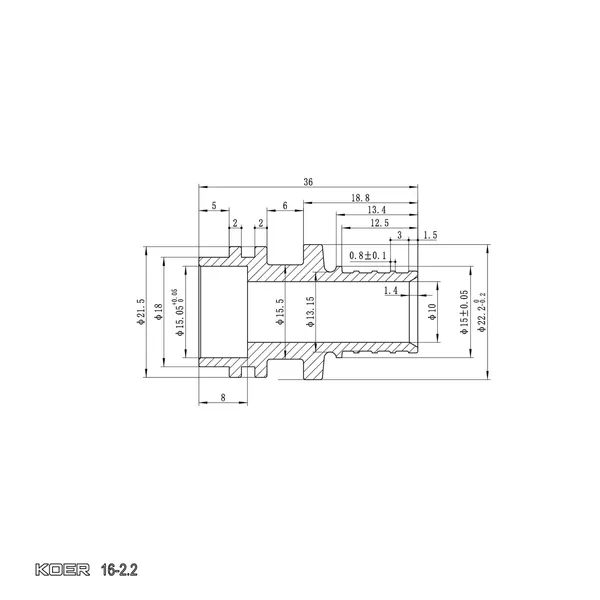 Трубка Г-подібна для приєднання радіатора Koer KA.D16-250 - 16(2.2mm) x 15-250mm (KR4902)