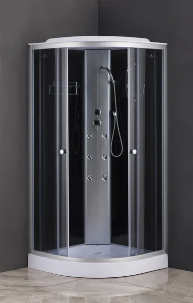 Бокс душовий з гідромасажем Mixxus STRONG SBH02-90x90x215-GR SATIN низький піддон (MI6891)
