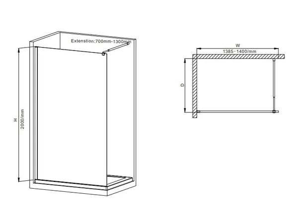 Душова перегородка Mixxus Premium FLAT SP01-140x200-TR Chrome Walk-In прозоре скло 8мм (MI6853)