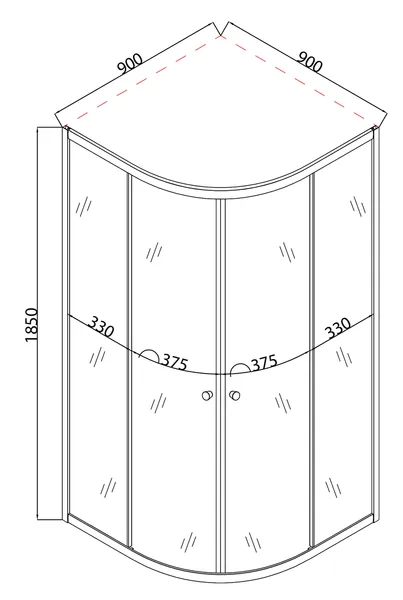 Душова кабіна без піддону Mixxus PLAIN SC01-90x90x185-GR CHROME сіре тоноване скло 4мм (MI6900)