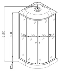 Бокс душовий без гідромасажу Mixxus STRONG SB02-90x90x215-FB SATIN з низьким піддоном (MI6886)