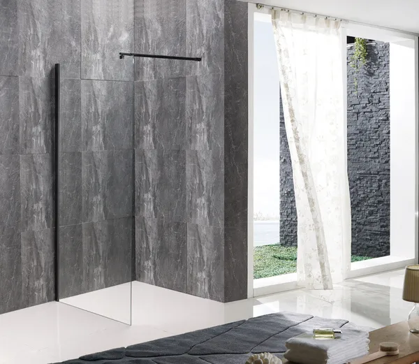Душова перегородка Mixxus Premium FLAT SP02-100x200-TR Black Walk-In прозоре скло 8мм (MI6856)
