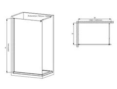 Душова перегородка Mixxus Premium FLAT SP02-140x200-TR Black Walk-In прозоре скло 8мм (MI6858)
