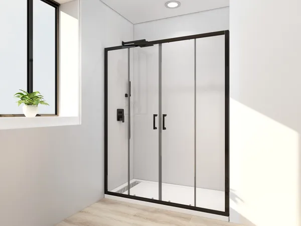 Двері в нішу Mixxus Premium DIVERSE SD01-160x185-TR Black прозоре скло 5мм (MI6879)