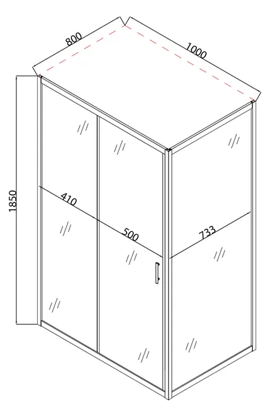 Душова кабіна без піддону Mixxus HARD SC01-100x80x185-TR CHROME прозоре скло 5мм (MI6911)
