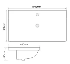 Раковина меблева MIXXUS PREMIUM STYLE-1504 1000х480х190mm з отвором під змішувач та переливом (MP6501)