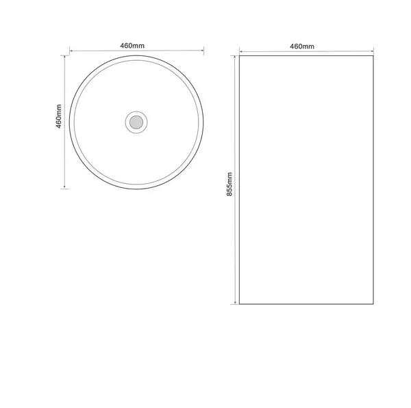 Раковина моноблок MIXXUS PREMIUM ELLIPSE-1101 460х460х855mm з переливом (MP6573)