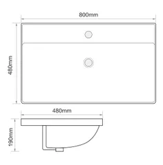 Раковина меблева MIXXUS PREMIUM STYLE-1503 800х480х190mm з отвором під змішувач та переливом (MP6500)
