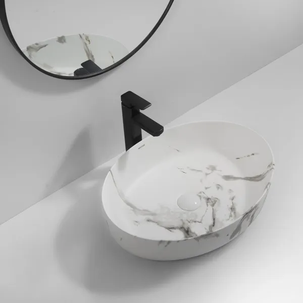 Раковина накладна MIXXUS PREMIUM ELLIPSE-0104 MARBLE 550х415х140mm (MP6554)