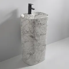 Раковина моноблок MIXXUS PREMIUM DIVERSE-1101 MARBLE 460х380х840mm з отвором під змішувач та переливом (MP6575)