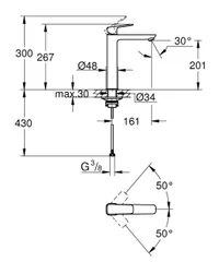 Одноважільний змішувач для раковини XL-розміру Grohe Cubeo (1017292430)