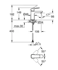 Одноважільний змішувач для раковини S-розміру Grohe Cubeo (1016990000)