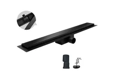 Душовий трап із нержавіючої сталі Koer FD08-70x500-GLASS Black 70x500мм зі склян. панеллю (KR5139)
