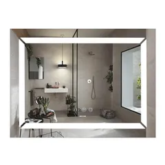 Дзеркало Mixxus LIGHT MR01-90x70 з Led Touch, Anti-fog, димером, регулятором яскравості, годинником (MI5999)