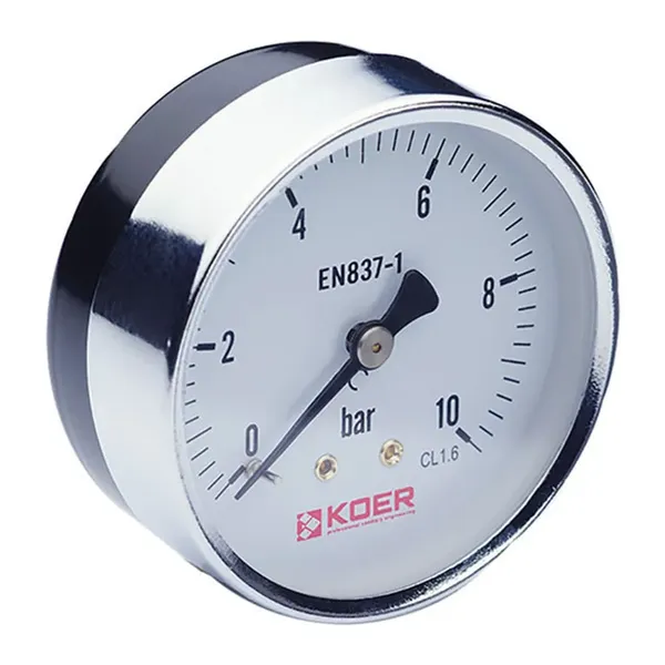 Манометр аксіальний (KOER KM.611A) (0-10 bar), D 63мм, 1/4'' (KR0212)