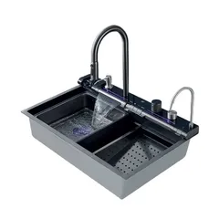 Мийка Zerix ZH7546-SET-04 DECOR Nano-Black з вбудованим змішувачем з нерж. сталі (ZM5578)