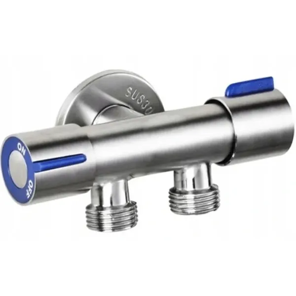 Кран для підключення сантехприладів Mixxus VAL-11-1/2x1/2x1/2 з нержавіючої сталі SUS304 (синій) (MI6811)