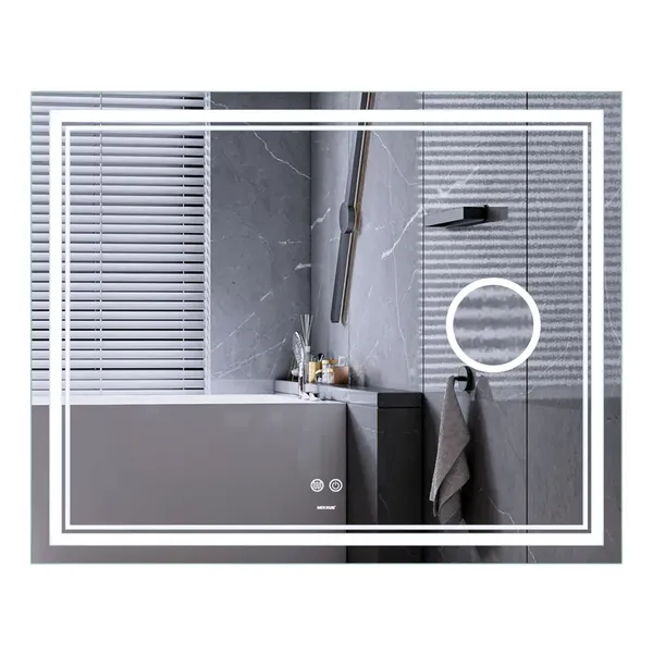 Дзеркало Mixxus Premium QUADRO MR20-100x80 з Led Touch, Anti-fog, димером, регулятором яскравості, лінзою (MP6623)
