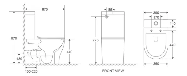 Унітаз-компакт Mixxus Premium WAVE-0403-R  675х395х870mm, система змиву RIMLESS (MP6606)