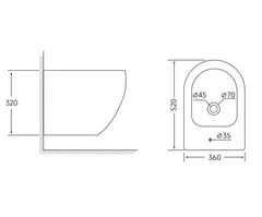 Біде підвісне Mixxus ELLIPSE-0502 520x360x320mm (MI6714)