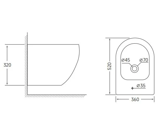 Біде підвісне Mixxus ELLIPSE-0502 520x360x320mm (MI6714)