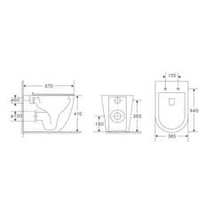 Унітаз підлоговий безбачковий Mixxus Premium ELLIPSE-0701-T1 570х365х410mm, система змиву TORNADO 1.0 (MP6593)