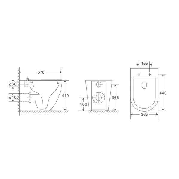Унітаз підлоговий безбачковий Mixxus Premium ELLIPSE-0701-T1 570х365х410mm, система змиву TORNADO 1.0 (MP6593)