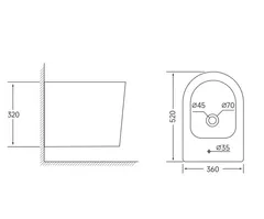 Біде підвісне Mixxus BEVEL-0502 520x360x320mm (MI6715)