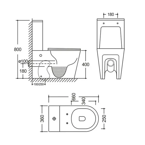 Унітаз-компакт Mixxus BEVEL-0404-T3 660х360х800mm, система змиву TORNADO 3.0 (MI6726)