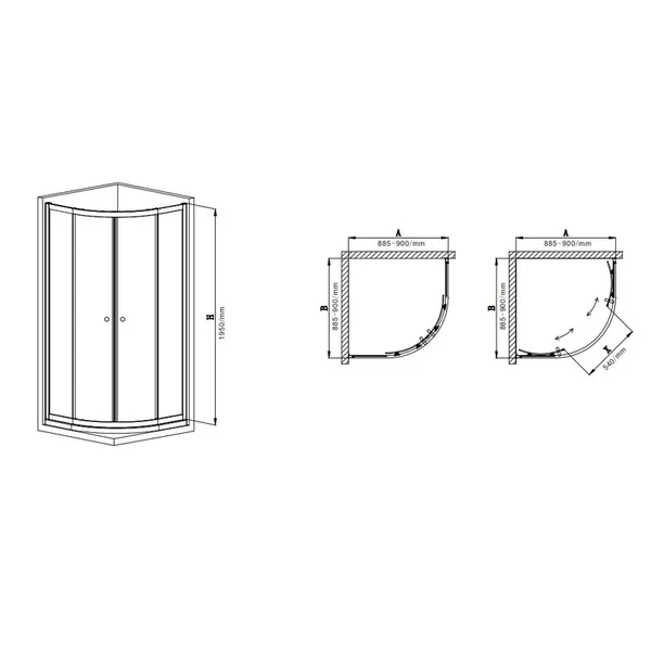 Душова кабіна без піддону Mixxus Premium DIVERSE SC01-90x90x195-TR Chrome прозоре скло 5мм (MI6859)