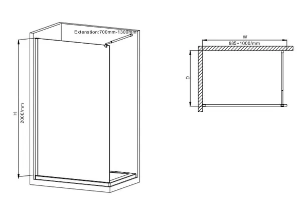 Душова перегородка Mixxus Premium FLAT SP01-100x200-TR Chrome Walk-In прозоре скло 8мм (MI6851)