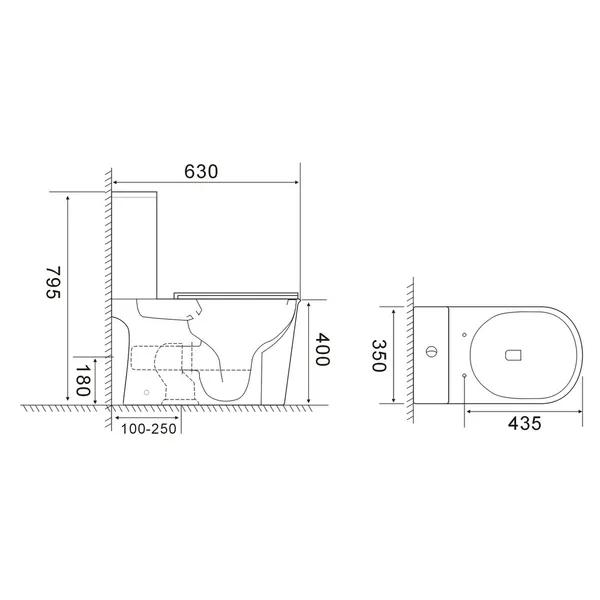 Унітаз-компакт Mixxus WAVE-0405-R 630х350х795mm, система змиву RIMLESS (MI6694)