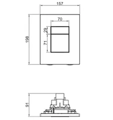 Панель змиву Koer KT-0607-05 157x198x10mm пластикова, кнопка квадратна (колір чорний матовий) (KR5346)