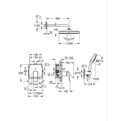 Душова система прихованого монтажу Grohe Cubeo з Tempesta 250 (1053360000)