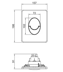 Панель змиву Koer KT-0606-05 157x198x10mm пластикова, кнопка закруглена (колір чорний матовий) (KR5343)