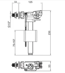 Арматура наповнювальна Koer KT-0106-1/2" з боковим підведенням та пластиковим різьбленням 1/2" (KR5336)