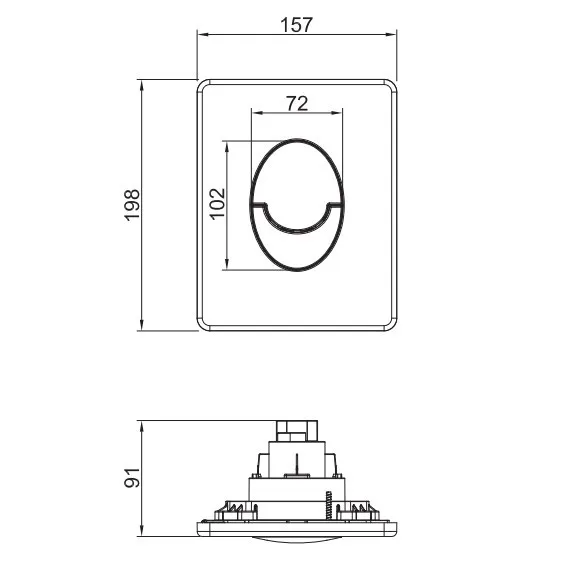 Панель змиву Koer KT-0606-07 157x198x10mm пластикова, кнопка закруглена (колір графіт) (KR5712)