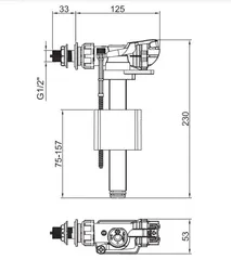 Арматура наповнювальна Koer KT-0105-1/2" з боковим підведенням та латунним різьбленням 1/2" (KR5334)