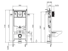Інсталяція для підвісного унітазу Koer KT-0407 500x126x1150mm (без панелі змиву) (KR5341)