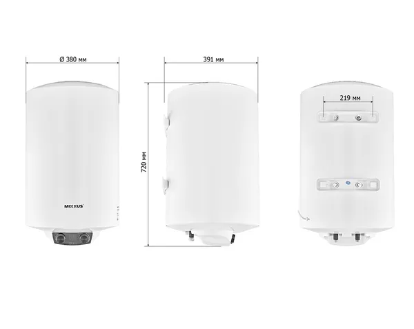 Водонагрівач "Циліндр" MIXXUS EWH-08050 ROUND DRY накопичувальний 50 л, сухий тен 2 kW (WH0608)