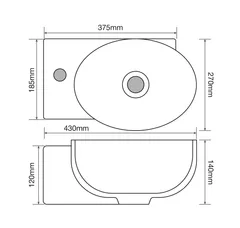 Раковина підвісна Mixxus Premium DIVERSE-1201-R 400х215х140mm з отвором під змішувач та переливом (MP6506)