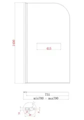 Шторки скляні на ванну Koer SR BS02-80x140-TR-01 прозоре скло 6мм, хром (KR5401)